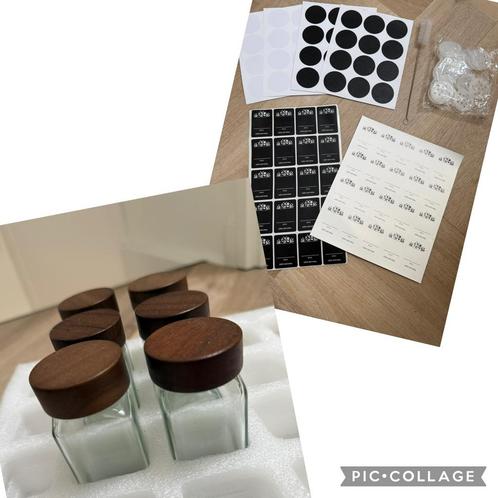 Kruidenpotjes walnoot hout inclusief stickers & toebehoren!, Huis en Inrichting, Keuken | Keukenbenodigdheden, Nieuw, Verzenden