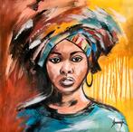 Kleurrijke dame (Ibrahim Sesay Jr.), Antiek en Kunst, Kunst | Schilderijen | Modern, Ophalen of Verzenden