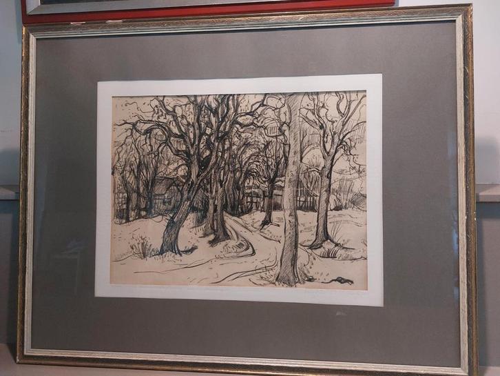 Houtskooltekening “Allee – Gut Halgersdorf”, Antiek en Kunst, Kunst | Schilderijen | Klassiek, Ophalen of Verzenden