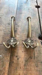 2 Sierlijke messing Kapstokhaken antiek jaren 1900 ‘10 ‘20 ?, Ophalen of Verzenden