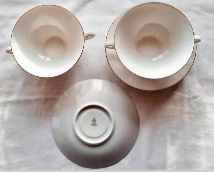 Licht creme soep kommen zilveren bies Tirschenreuth Bavaria, Antiek en Kunst, Antiek | Servies los, Ophalen of Verzenden