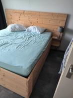 Zelfgemaakt bed van steigerhout met opbergruimte 180x200, Huis en Inrichting, Slaapkamer | Bedden, 180 cm, 210 cm, Bruin, Zo goed als nieuw