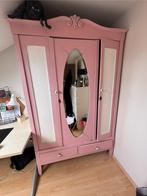 Geschilderde antieke kledingkast met spiegel, Antiek en Kunst, Ophalen