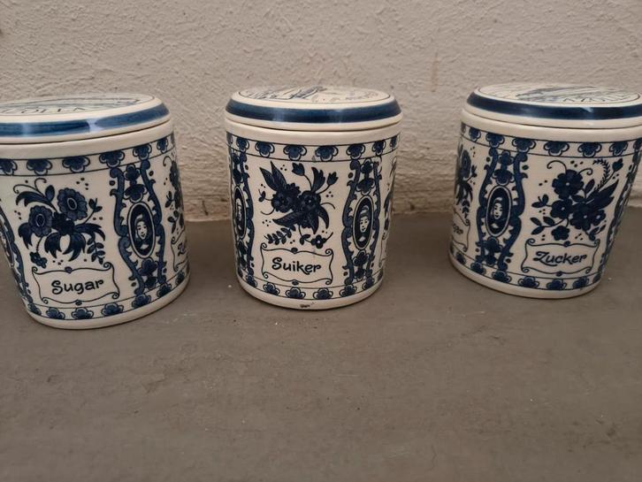 Delfts Blauw Suikerpotten - Set van 3, Antiek en Kunst, Antiek | Keramiek en Aardewerk, Ophalen of Verzenden