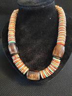 Antieke tribal ketting turkoois oester met meerdere stenen, Sieraden, Tassen en Uiterlijk, Antieke sieraden, Verzenden, Overige materialen