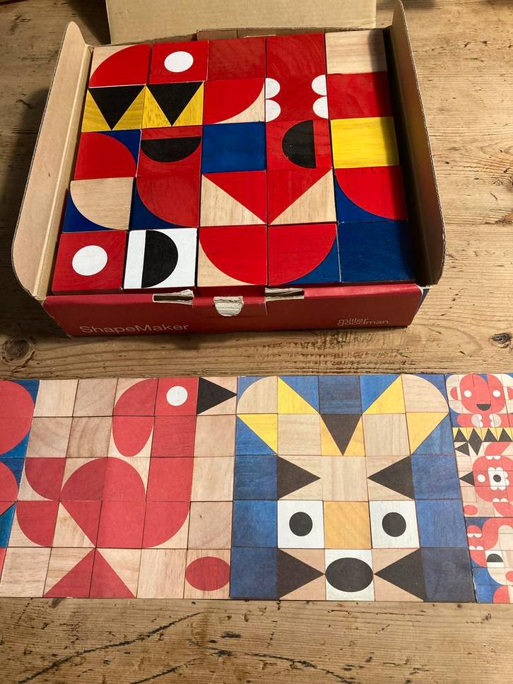 Miller Goodman Shapemaker Houten Puzzelblokken, Kinderen en Baby's, Speelgoed | Bouwstenen, Zo goed als nieuw, Overige merken