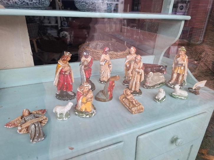 kerstgroep gips nr 3. Staande figuren 13 cm., Diversen, Kerst, Gebruikt, Ophalen of Verzenden