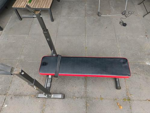 Fitness krachttraining bankje, 2 sets gewichten en stangen, Sport en Fitness, Fitnessapparatuur, Gebruikt, Krachtstation, Metaal