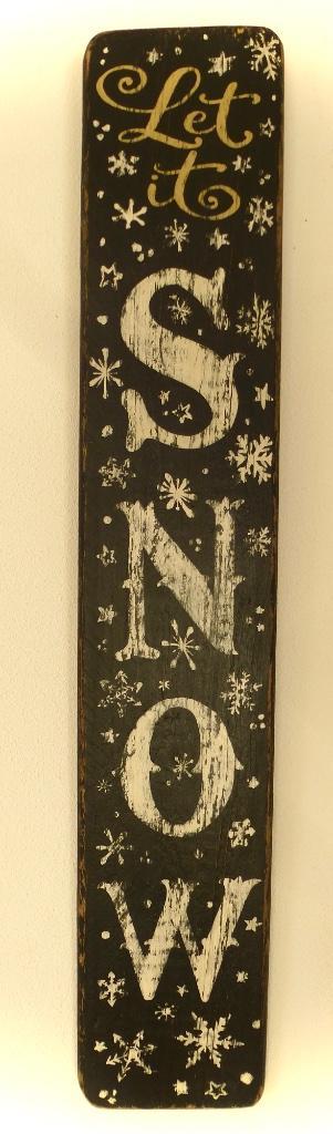 Handgeschilderd Après Ski bord / Let it Snow (zwart) / Kerst, Huis en Inrichting, Woonaccessoires | Wanddecoraties, Nieuw, Ophalen of Verzenden