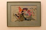 Ingelijste Doek van een haan en kip 47320, Ophalen of Verzenden, Gebruikt, Overige typen