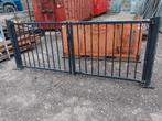 B&G Dubbele Poort Zwart 3,4 x 1,3 meter 3 sets., Ophalen, Met poort, Gebruikt, Spijlenhekwerk
