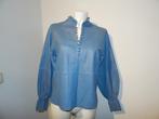 Ibana ijs blauwe blouse van leer motief Nieuw Nieuw xs/s