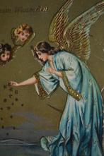 belgie 1911 chromo engel strooit sterren boven stadje, Verzamelen, Ophalen of Verzenden, Voor 1920, Gelopen