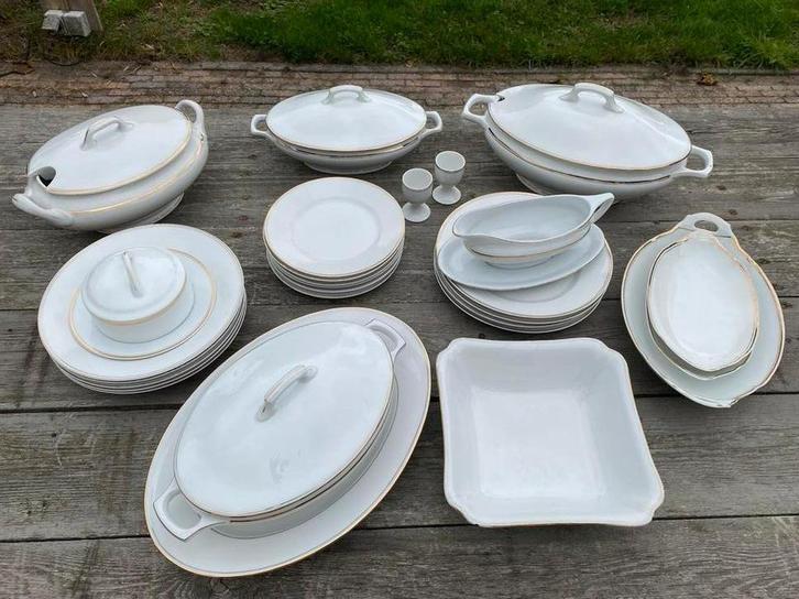 Antiek Porseleinen Servies - Jäger, Antiek en Kunst, Antiek | Servies compleet, Ophalen