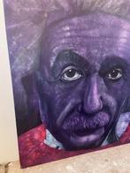 Heel groot paars schilderij portret Einstein. Jan Bollaert, Ophalen