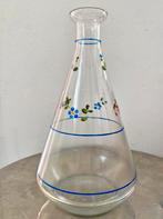 Prachtige, vintage, glazen waterkan met bloemen, Antiek en Kunst, Ophalen of Verzenden