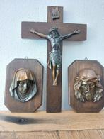kruisbeeld  beeld Maria  beeld christus   hout met koper, Antiek en Kunst, Ophalen of Verzenden