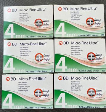 6 doosjes BD micro-Fine Ultra 4mm pennaalden beschikbaar voor biedingen