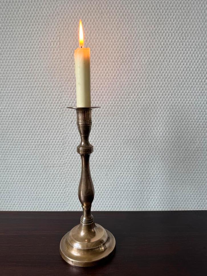 Antiek Koperen Kandelaar, 19e eeuws, 1820, Kaarsenhouder, Antiek en Kunst, Antiek | Kandelaars, Koper of Brons, Ophalen of Verzenden