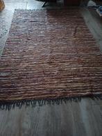 Vloerkleed van gevlochten leder in India gemaakt handwerk, Ophalen, 100 tot 150 cm, Bruin, Rechthoekig