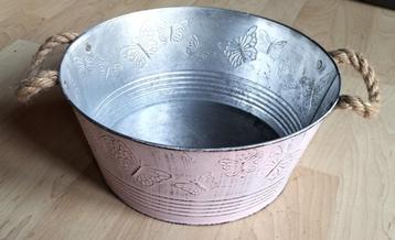 Oud rose metalen plantenbak bloemenbak decoratieve schaal beschikbaar voor biedingen