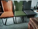 Eetkamer stoelen 6 stuks, kunststof bekleding slecht, Huis en Inrichting, Stoelen, Ophalen, Gebruikt, Overige kleuren, Metaal