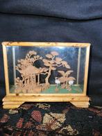 Vintage Aziatisch Diorama met Houten Figuren, Ophalen of Verzenden