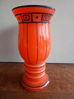 Boheems Oranje Glazen Vaas - 19cm, Antiek en Kunst, Ophalen of Verzenden