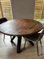 Ronde Houten Eettafel/Bartafel - Verstelbaar, Gebruikt, 100 tot 150 cm, Ophalen of Verzenden, Vijf personen of meer