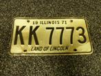 Kentekenplaat licenseplate Illinois 1971 USA, Verzenden, Gebruikt, Auto's