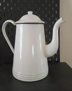 Emaille koffiepot /theepot / gieter wit met blauwe bies, Ophalen of Verzenden