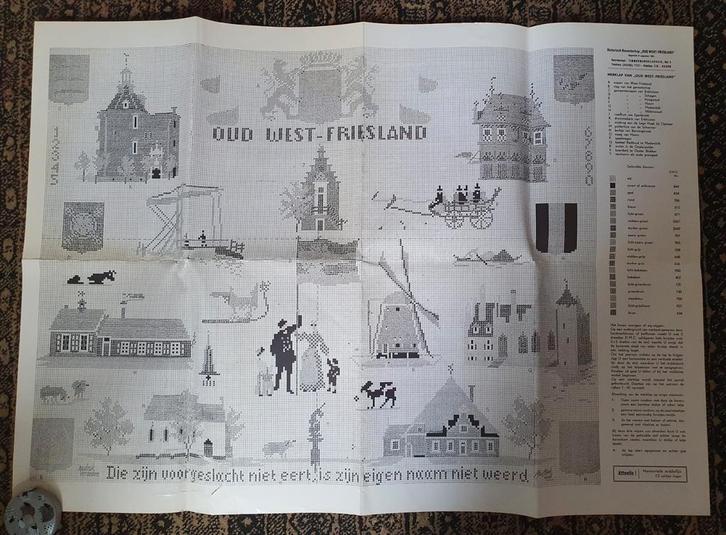 origineel borduurpatroon merklap oud west-friesland, Hobby en Vrije tijd, Borduren en Borduurmachines, Patroon, Handborduren, Ophalen of Verzenden