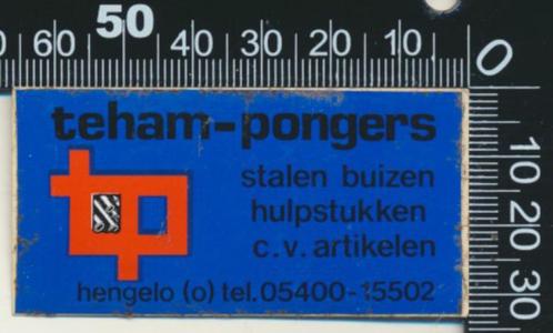 Sticker: Teham Pongers Stalen Buizen - Hengelo, Verzamelen, Stickers, Zo goed als nieuw, Bedrijf of Vereniging, Ophalen of Verzenden