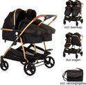 Tweeling Kinderwagen Chipolino Duo Smart Obsidian Gold, Ophalen, Zo goed als nieuw, Kinderwagen of Buggy