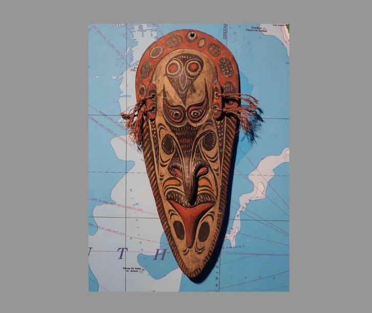Masker Sepik river Papua Nieuw-Guinea (170711-04), Antiek en Kunst, Kunst | Niet-Westerse kunst, Ophalen of Verzenden