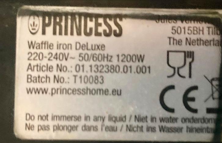 Princess Wafelijzer De Luxe, Witgoed en Apparatuur, Wafelijzers, Gebruikt, Ophalen of Verzenden