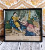 Antieke zeldzame litho “Jozef bij Potiphar”, circa 1850, Ophalen of Verzenden