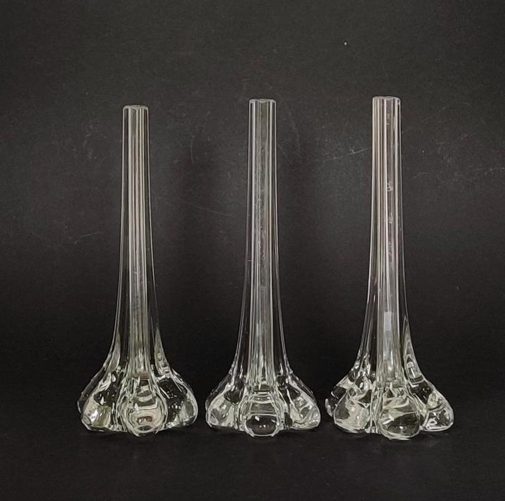 Solifleur vaasje 3 x Jaren 70 design. Massieve voet, Antiek en Kunst, Kunst | Designobjecten, Ophalen of Verzenden