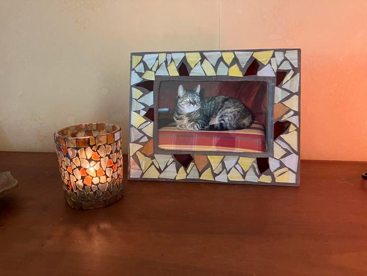 Fotolijst met glas mozaïek ingelegd 🖼️, Audio, Tv en Foto, Fotografie | Fotolijsten, Zo goed als nieuw, Ophalen of Verzenden