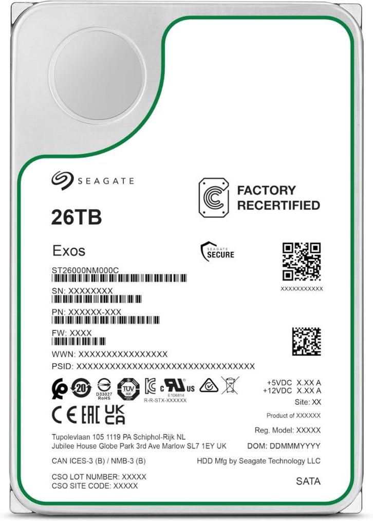 Seagate Exos 26 TB (30 stuks op voorraad), Computers en Software, Harde schijven, Nieuw, Desktop, Intern, HDD, SATA, Ophalen of Verzenden