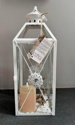 Nieuwe witte lantaarn met LED-kaars - Kerstcadeau!, Huis en Inrichting, 25 tot 50 cm, Wit, Nieuw, Ophalen of Verzenden