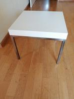 Bijzet tafeltje wit met chromen pootjes, Huis en Inrichting, Tafels | Bijzettafels, Ophalen, Rond, Minder dan 55 cm, 45 tot 60 cm