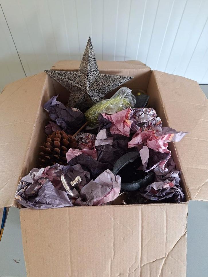 Doos met kerstdecoratie & knutselspullen, Diversen, Kerst, Nieuw, Ophalen of Verzenden