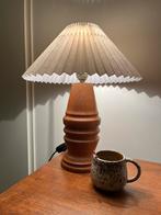 Vintage houten lamp plissé lampenkap, Vintage, Vintage, Vintage, Ophalen of Verzenden