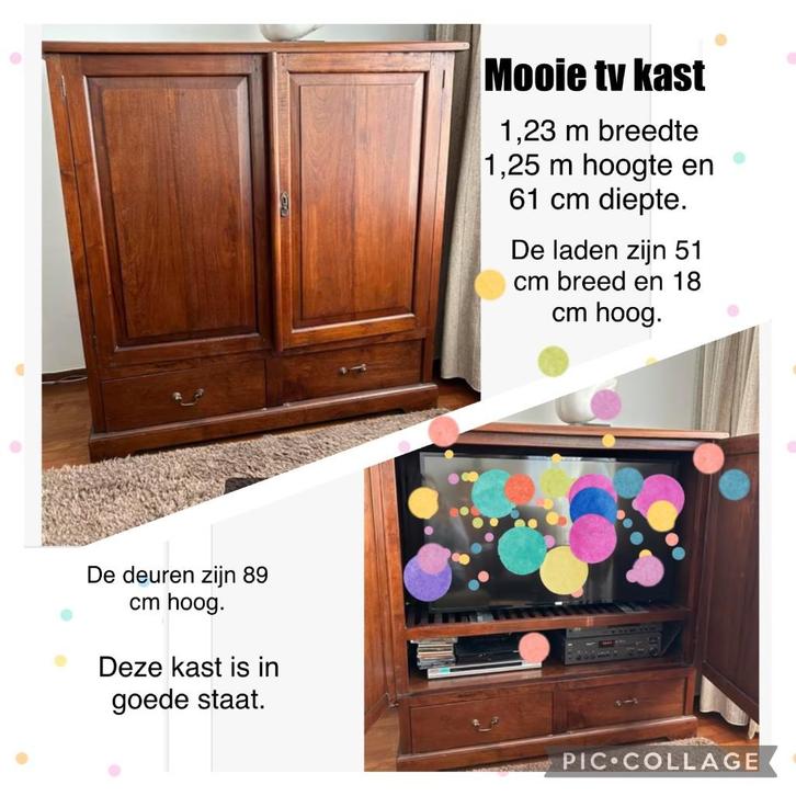 Houten kast, opbergmeubel, TV kast, €10, Huis en Inrichting, Kasten | Televisiemeubels, Gebruikt, 100 tot 150 cm, 100 tot 150 cm