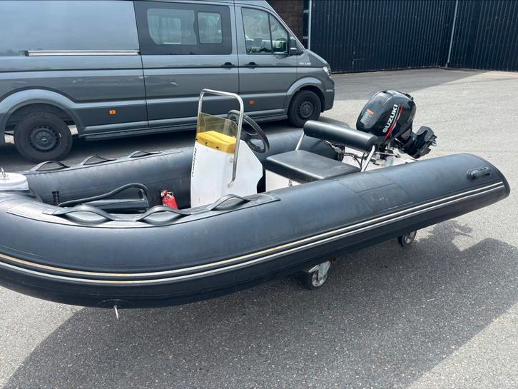 Zwarte Hibo rib boot 360x180 9.9 Suzuki, Watersport en Boten, Rubberboten, Gebruikt, Overige merken, Overige materialen, Minder dan 70 pk