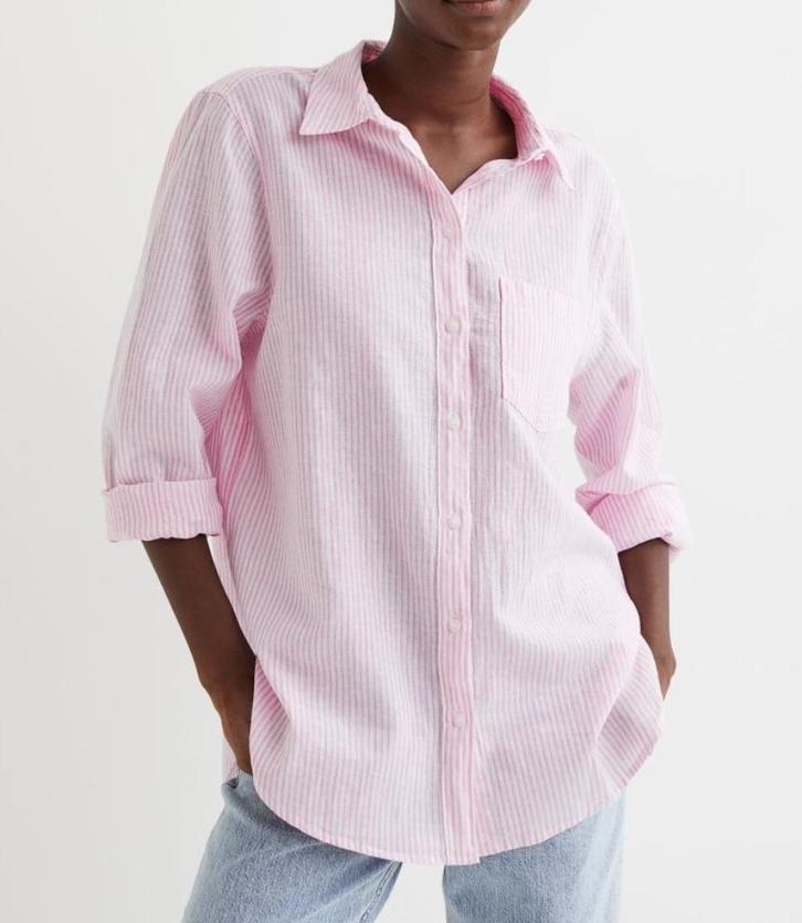 H&M overhemd blouse overhemdblouse roze gestreept maat M, Kleding | Dames, Blouses en Tunieken, Nieuw, Maat 38/40 (M), Roze, Ophalen of Verzenden
