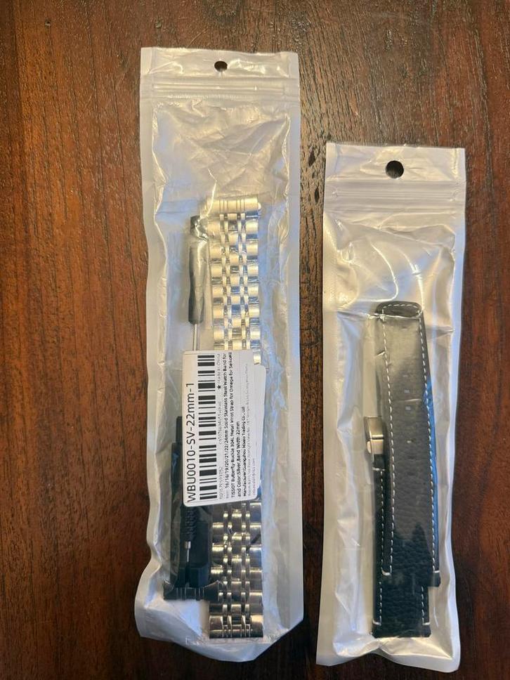 Horlogeband - Staal & Leer - 22mm, Sieraden, Tassen en Uiterlijk, Horloges | Heren, Nieuw, Polshorloge, Overige merken, Staal