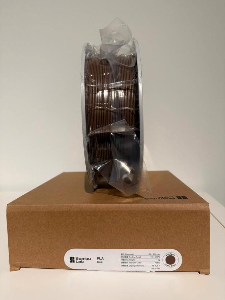 Bambu Lab PLA Basic Spool Filament - Cocoa Brown - 10802, Computers en Software, 3D-printerbenodigheden, Nieuw, Ophalen of Verzenden