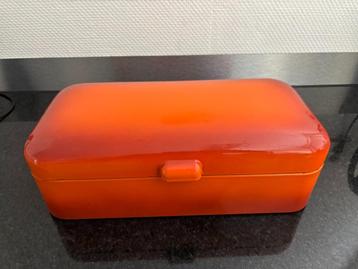 Art Deco emaille broodtrommel oranje.  beschikbaar voor biedingen